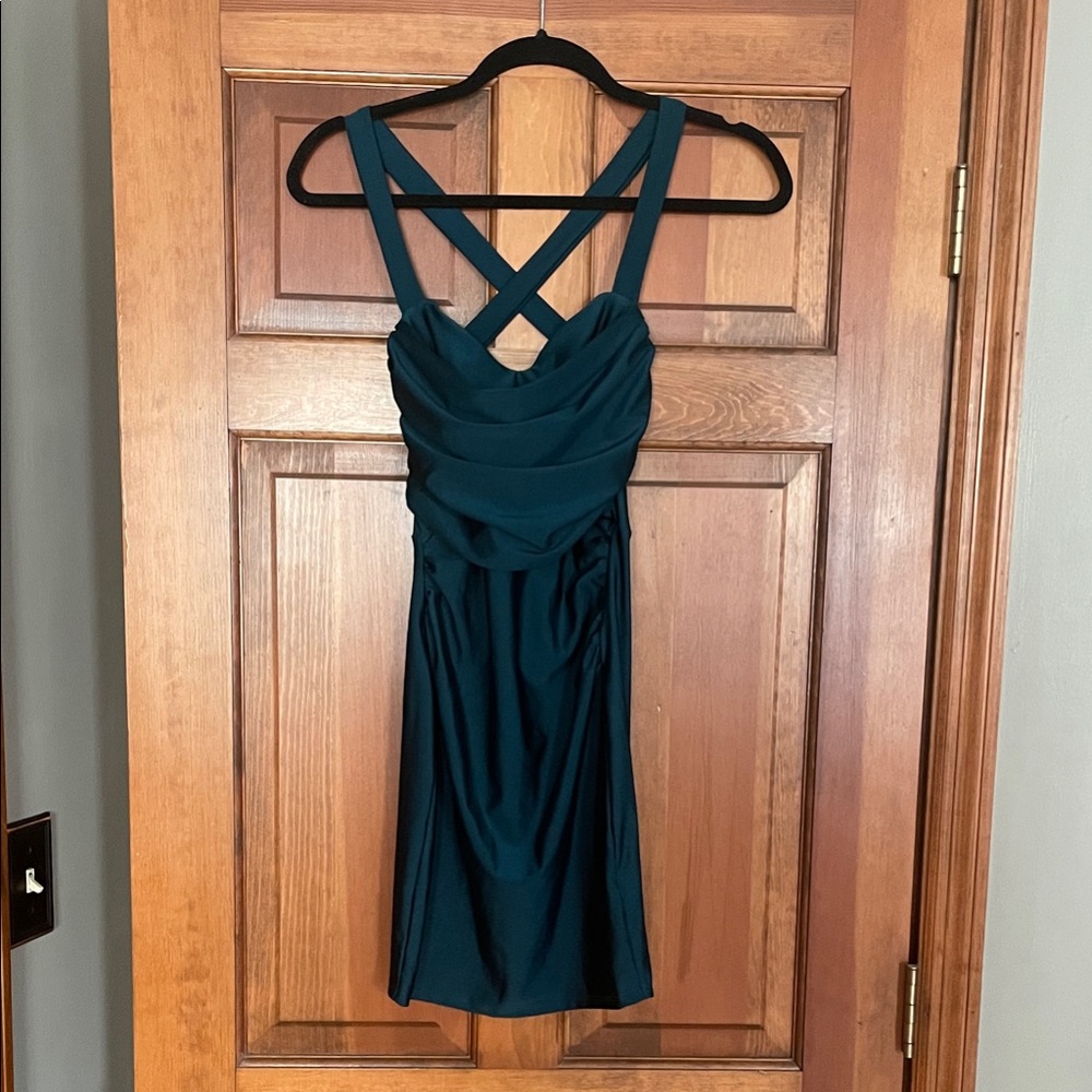 Windsor Teal/Hunter Backless Dress
